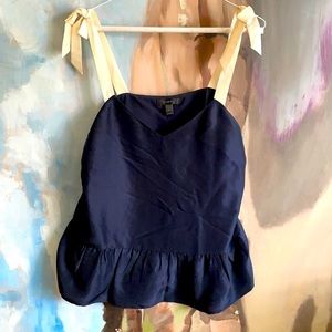 J.Crew 100% silk tie-shoulder peplum top